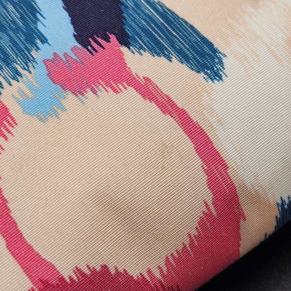 Gently Used Coach Signature Stripe Ikat Print Canvas Royal Blue Trimmed Tote Bag - Picture 10 of 16